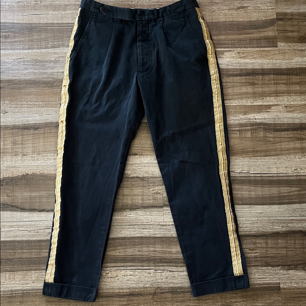 Palm Angels Black Chinos with Gold Stripes size 46. 30/27